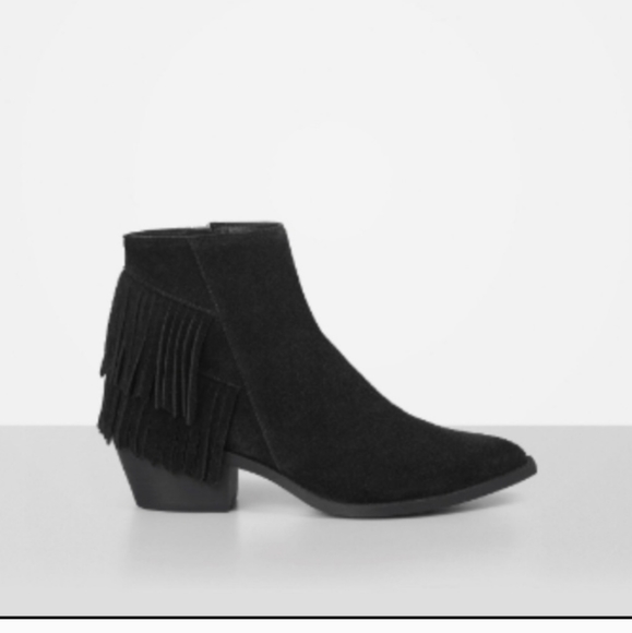 All Saints Salerno Suede Fringe Ankle Boots 37/6 - Picture 2 of 12